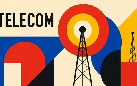 Geometrisches Bauhaus-Poster mit Sendemast-Symbolik steht sinnbildlich für Cellnex Telecom S.A., ISIN ES0105066007, Spanien - Foto: THN