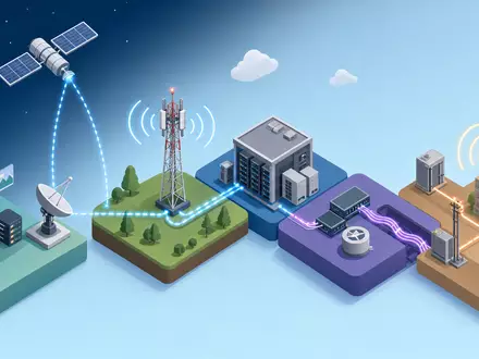 Telefónica S.A. (ISIN ES0178430E18) zeigt die Wertschöpfungskette der Telekommunikation von Satellit bis Endgerät grafisch - Foto: THN