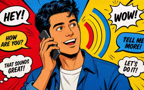 Telefónica S.A. (ISIN ES0178430E18) steht sinnbildlich für mobile Kommunikation, dargestellt als farbenfrohe Pop-Art-Comic-Illustration eines Telefonats - Foto: THN