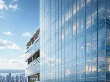 Compagnie de Saint-Gobain S.A. (FR0000125007) stellt Glasfassaden her, gezeigt als architektonischer Hochhaus-Render - Foto: THN