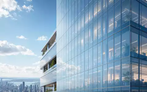 Compagnie de Saint-Gobain S.A. (FR0000125007) stellt Glasfassaden her, gezeigt als architektonischer Hochhaus-Render - Foto: THN