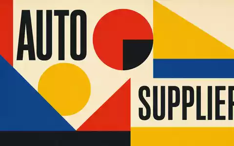 Bauhaus-Poster mit geometrischen Formen und Sektortext AUTO SUPPLIER symbolisiert Branche von Forvia SE, ISIN FR0000121147 - Foto: THN