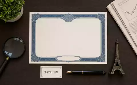 Flatlay mit ISIN-Karte FR0000121121 und Aktienzertifikat illustriert Eurazeo SE als Investmentholding aus Paris - Foto: THN