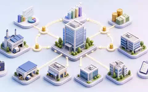 Isometrisches 3D-Diagramm zeigt Kapitalflüsse zwischen mehreren Portfoliounternehmen, ähnlich wie bei Eurazeo SE, FR0000121121 - Foto: THN