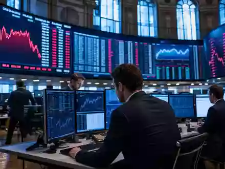 Börsen-Editorial mit Handelssaal und Kurscharts steht für die Notierung von Eurazeo SE, FR0000121121, Euronext Paris - Foto: THN
