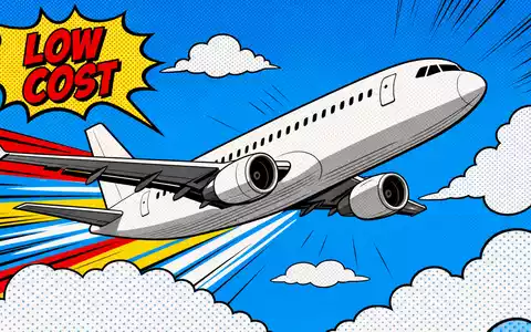 Farbenfrohe Pop-Art-Comic-Illustration eines fliegenden Flugzeugs repräsentiert die Fluggesellschaft easyJet plc, ISIN GB00B7KR2P84, Low-Cost-Airline - Foto: THN