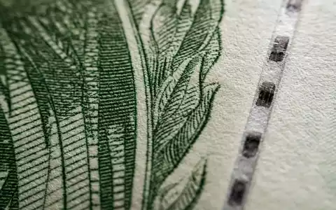 Comerica Inc. zeigt Makroaufnahme einer Dollarnote mit Tiefdruck Sicherheitsfaden und Papierstruktur US2003401070 - Foto: THN