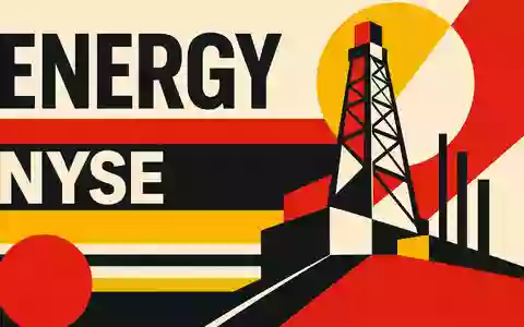 ConocoPhillips Bauhaus Poster mit geometrischen Formen, Sektor Text ENERGY und NYSE, ISIN US20825C1045 - Foto: THN