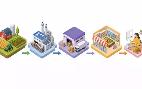 Conagra Brands US2058871029 isometrisches 3D Diagramm der Lebensmittel Wertschöpfungskette von Farm bis zum Verbraucher - Foto: THN