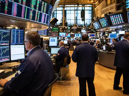 Conagra Brands US2058871029 Börsen Editorial des NYSE Trading Floors mit Händlern und Sektor Kursanzeigen - Foto: THN