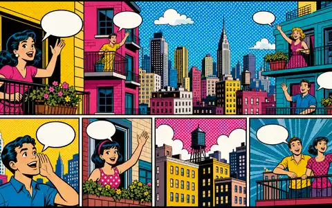 Grand City Properties LU0775917882 als bunter Pop-Art-Comic mit Stadtszene und Mietern auf Balkonen im Retro-Stil - Foto: THN