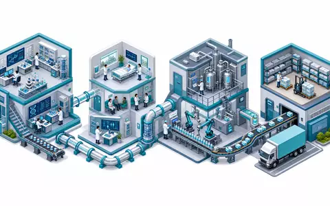 Gilead Sciences isometrisches 3D ISIN US3755581036 Biopharma-Wertschöpfungskette Forschung klinische Studien Produktion Vertrieb - Foto: THN