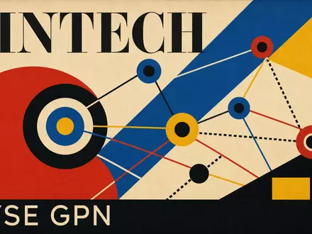 Global Payments US37940X1028 Bauhaus Poster mit FINTECH Schriftzug geometrischen Formen und NYSE GPN - Foto: THN