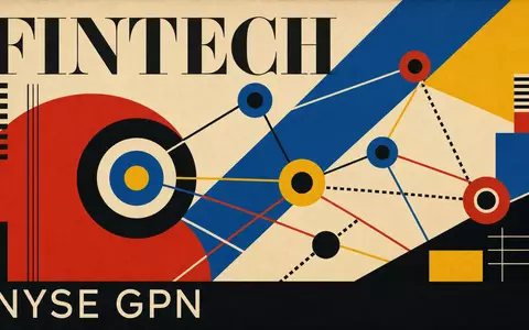 Global Payments US37940X1028 Bauhaus Poster mit FINTECH Schriftzug geometrischen Formen und NYSE GPN - Foto: THN