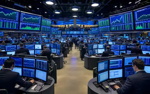 Globe Life Inc. Börsen-Editorial zeigt NYSE-Trading-Floor mit Versicherungssektor-Charts auf Monitoren, ISIN US37959E1029 - Foto: THN