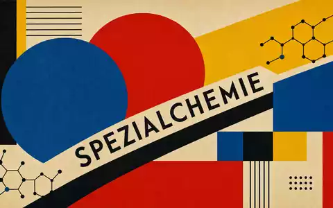 International Flavors & Fragrances US4595061015 geometrisches Bauhaus-Poster mit Text SPEZIALCHEMIE in Primärfarben - Foto: THN