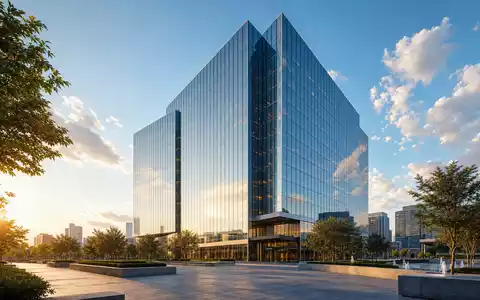 Intercontinental Exchange Hauptquartier US45866F1049 als modernes Glas Turm Rendering mit Glasfassade im goldenen Abendlicht - Foto: THN