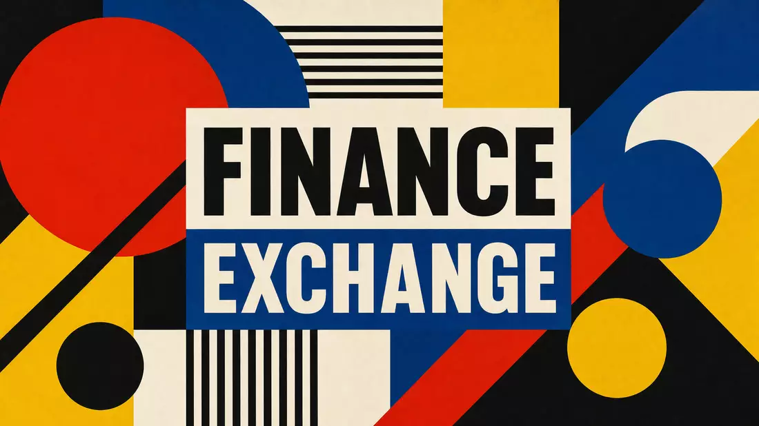 Bauhaus-Grafikposter mit Primärfarben und Text FINANCE EXCHANGE