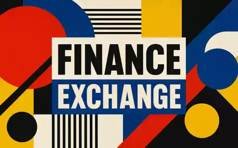 Intercontinental Exchange US45866F1049 geometrisches Bauhaus Poster mit Texten FINANCE und EXCHANGE in kräftigen Primärfarben - Foto: THN