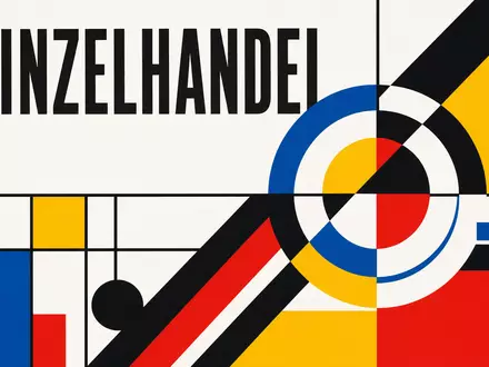 Ceconomy AG DE0007257503 Bauhaus-Poster mit EINZELHANDEL-Schriftzug und geometrischen Primärfarben Rot Gelb Blau - Foto: THN