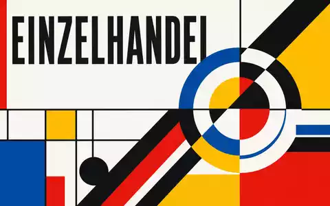Ceconomy AG DE0007257503 Bauhaus-Poster mit EINZELHANDEL-Schriftzug und geometrischen Primärfarben Rot Gelb Blau - Foto: THN