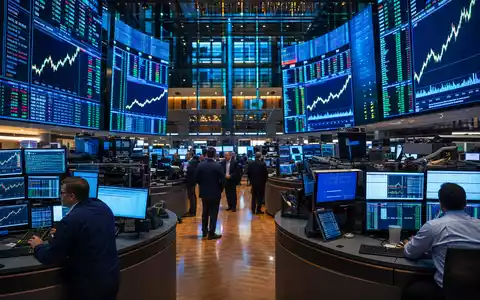 CDW Corp. NASDAQ-Handelsparkett mit IT-Sektor-Charts auf GroĂbildschirmen und BörsenhĂ€ndlern, Aktie ISIN US1258961002 - Foto: THN