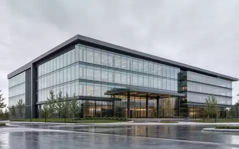 Celanese Corp. Architektur-Render eines modernen Glasfassaden-Firmensitzes im texanischen Las Colinas Industriepark US1510201049 - Foto: THN