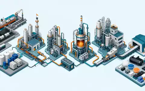 Celanese Corp. isometrisches 3D-Diagramm zeigt die Spezialchemie-Wertschöpfungskette von Rohstoffen bis zu Endprodukten US1510201049 - Foto: THN