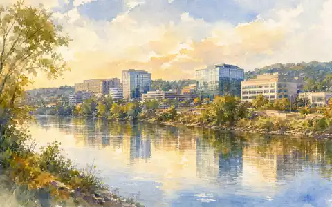 Cencora Inc. Hauptsitz in Conshohocken US15135B1017 als impressionistisches Aquarell am Schuylkill River gemalt - Foto: THN