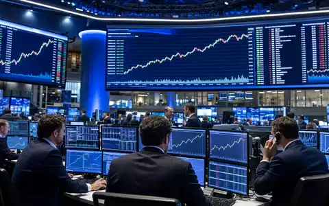 Hermès International FR0000052292 Euronext Paris Börsenparkett mit steigenden CAC 40 Luxusgüter-Kursen auf Riesenbildschirmen - Foto: THN