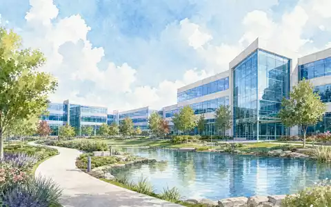 Becton Dickinson Unternehmenssitz in New Jersey als Aquarell Illustration, Aktienkennung US0718131099 notiert - Foto: THN