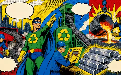 Befesa S.A. als Pop-Art-Comic-Held rettet die Umwelt durch Recycling von Metallstaub, LU1704650164 - Foto: THN
