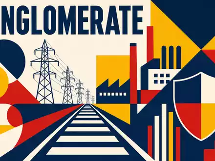 Berkshire Hathaway (B) Konglomerat ISIN US0846707026 – Bauhaus-Poster geometrisch mit Industrie und Energie - Foto: THN