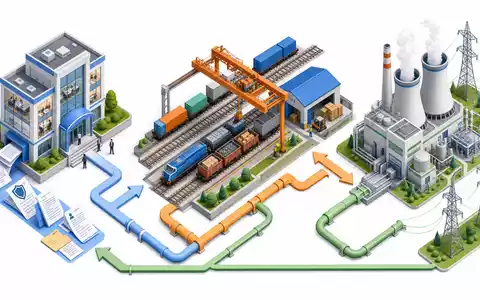 Berkshire Hathaway (B) Wertschöpfungskette ISIN US0846707026 – isometrisches 3D Versicherung Bahn Energie - Foto: THN