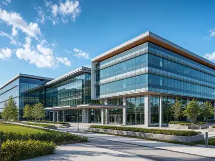 Bechtle AG moderner IT-Campus in Neckarsulm als architektonisches Render mit Glasfassade und Grünanlage DE0005158703 - Foto: THN