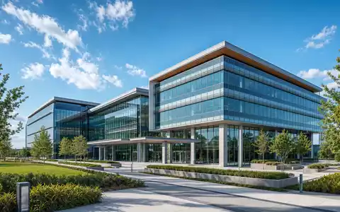 Bechtle AG moderner IT-Campus in Neckarsulm als architektonisches Render mit Glasfassade und Grünanlage DE0005158703 - Foto: THN