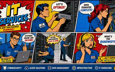 Bechtle AG IT-Services als bunter Pop-Art-Comic mit Technikern, Sprechblasen und Server-Racks, Aktie DE0005158703 - Foto: THN