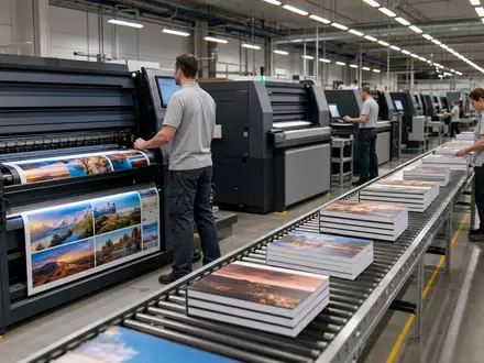 CEWE Stiftung & Co. KGaA DE0005403901 Fotodruck-Produktionshalle mit modernen Druckmaschinen und Fotobuch-Förderband - Foto: THN