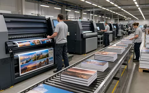 CEWE Stiftung & Co. KGaA DE0005403901 Fotodruck-Produktionshalle mit modernen Druckmaschinen und Fotobuch-Förderband - Foto: THN