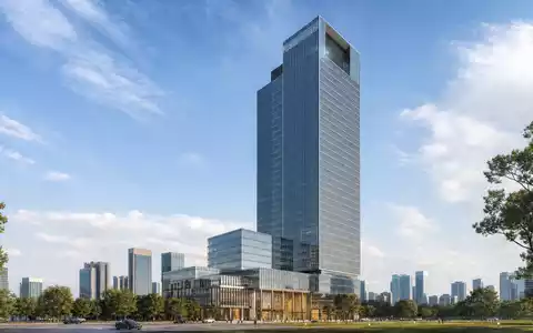 Charles Schwab Corp. US8085131050 Architektur-Render modernes gläsernes Hochhaus als Hauptquartier eines Finanzdienstleisters - Foto: THN