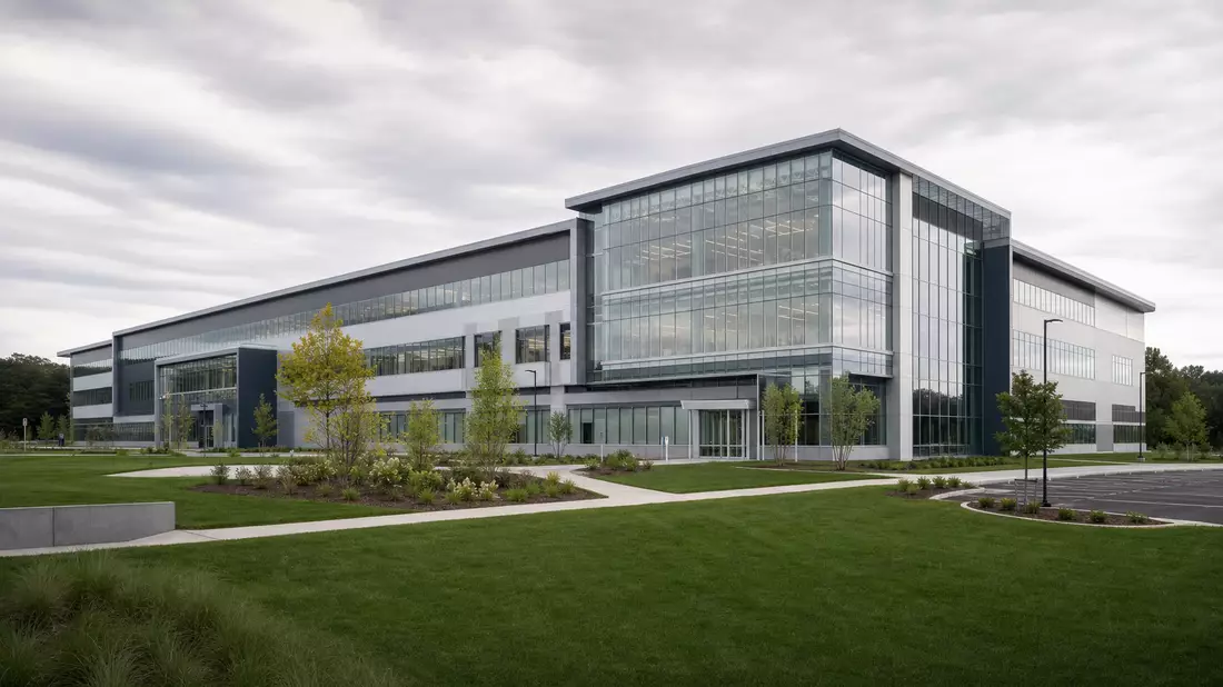 Moderner CRO-Forschungscampus mit Glasfassade in Wilmington Massachusetts
