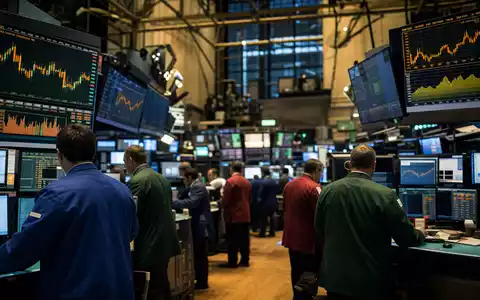 Hess Corporation NYSE-Handelssaal zeigt Händler und Energiesektor-Charts auf leuchtenden Monitoren, ISIN US42809H1077 - Foto: THN