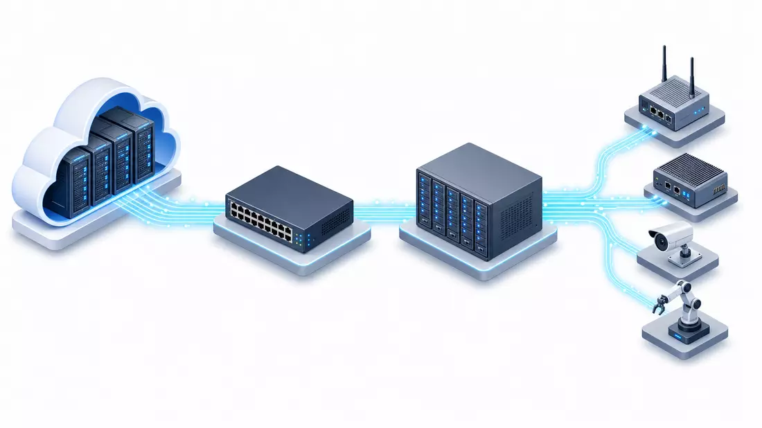 Isometrisches 3D-Diagramm der IT-Infrastruktur-Wertschöpfungskette, HPE US42824C1099