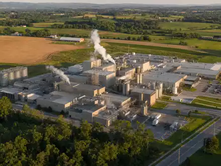 Hershey Company ist US4278661081 und zeigt eine moderne Schokoladenfabrik in Pennsylvania aus der Luft - Foto: THN