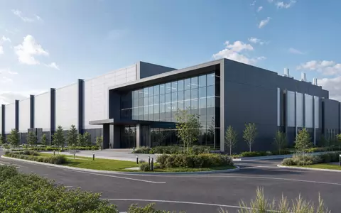Seagate Technology (IE00B58PMW19): architektonisches 3D-Render einer modernen Rechenzentrums-Anlage mit Glasfassade bei hellem Tageslicht - Foto: THN