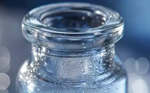 SCHOTT Pharma (DE000A3ENQ51) offenbart eine Makroaufnahme des Glasrands einer Pharma-Ampulle mit feinen glitzernden Wassertropfen - Foto: THN