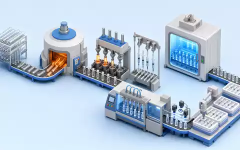 SCHOTT Pharma (DE000A3ENQ51) illustriert die isometrische Wertschöpfungskette vom rohen Glasrohr bis zur fertigen Fertigspritze - Foto: THN