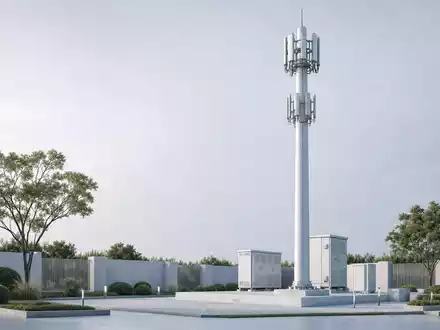SBA Communications (ISIN US78410G1040) plant Standorte wie diesen modernen Mastenkomplex im architektonischen 3D-Render - Foto: THN