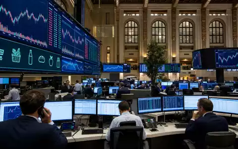 Börsen-Editorial vom Euronext-Amsterdam-Trading-Floor zeigt Ahold Delhaize NL0011794037 mit Charts im internationalen Lebensmitteleinzelhandel - Foto: THN
