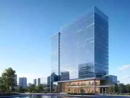 Architektur-Render eines gläsernen Bürohochhauses illustriert symbolisch den Unternehmenssitz von Allianz SE, ISIN DE0008404005, im Depot - Foto: THN